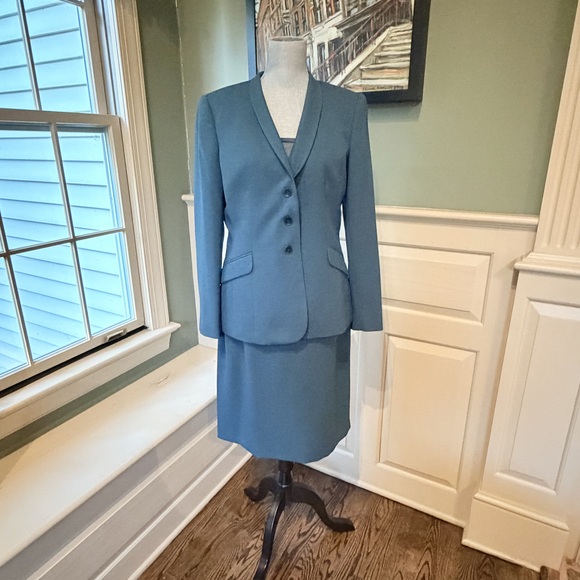 Kasper Teal business suit set teal blazer and teal skirt in Green blue - Picture 2 of 7